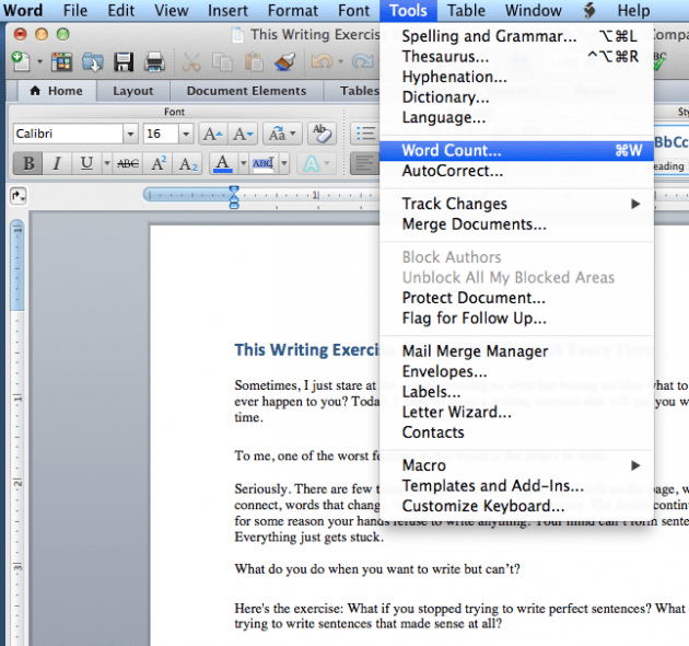 Word Count Mac Shortcut