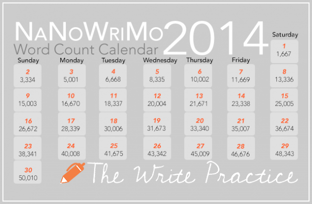 2014 NaNoWriMo Calendar