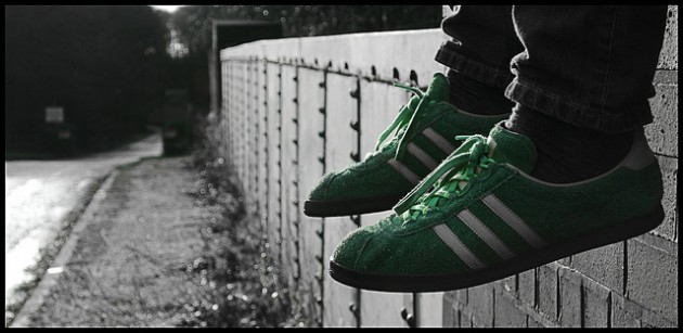 green sneakers