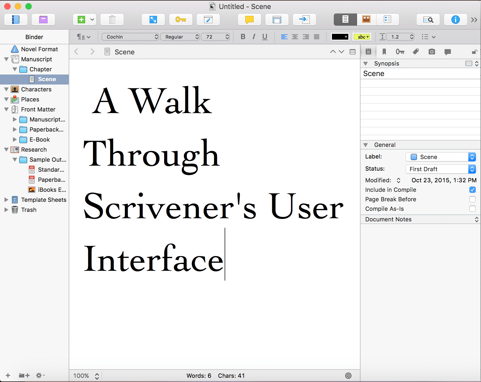 A Walk Through Scrivener’s User Interface