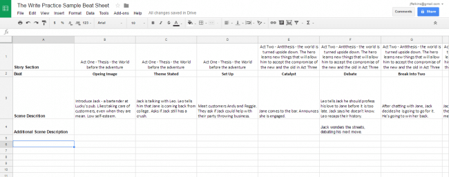Book Writing Software: How to Make a Beat Sheet in Google Sheets