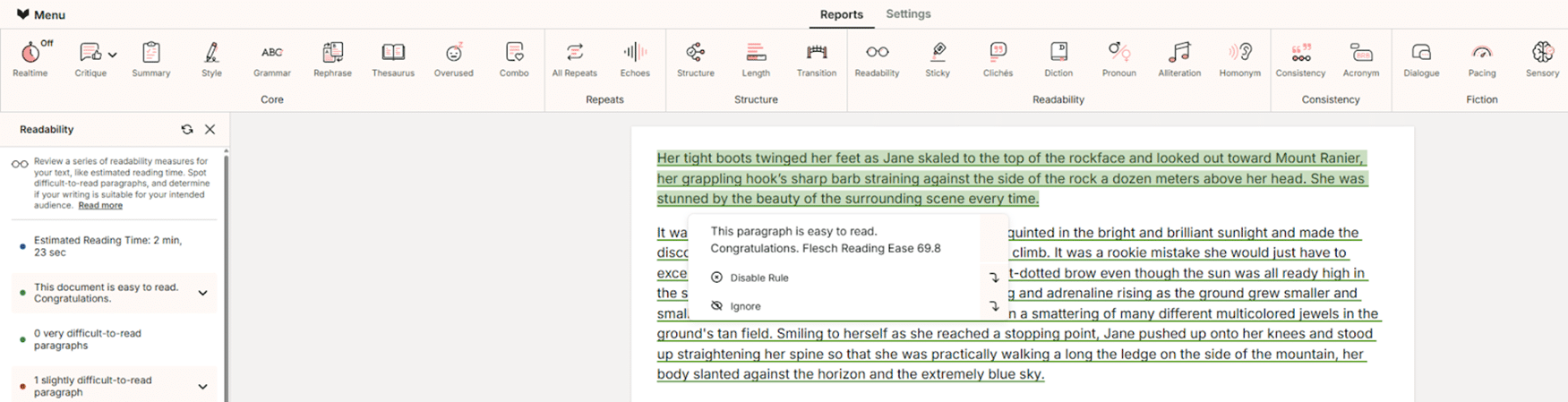 ProWritingAid Readability Screenshot by The Write Practice