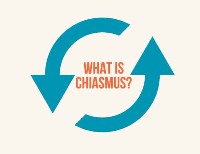 two teal arrows circling around title "What is chiasmus?"