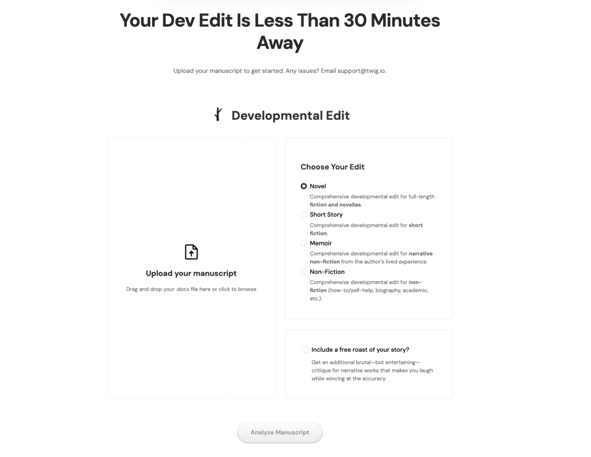 Twig Manuscript Upload